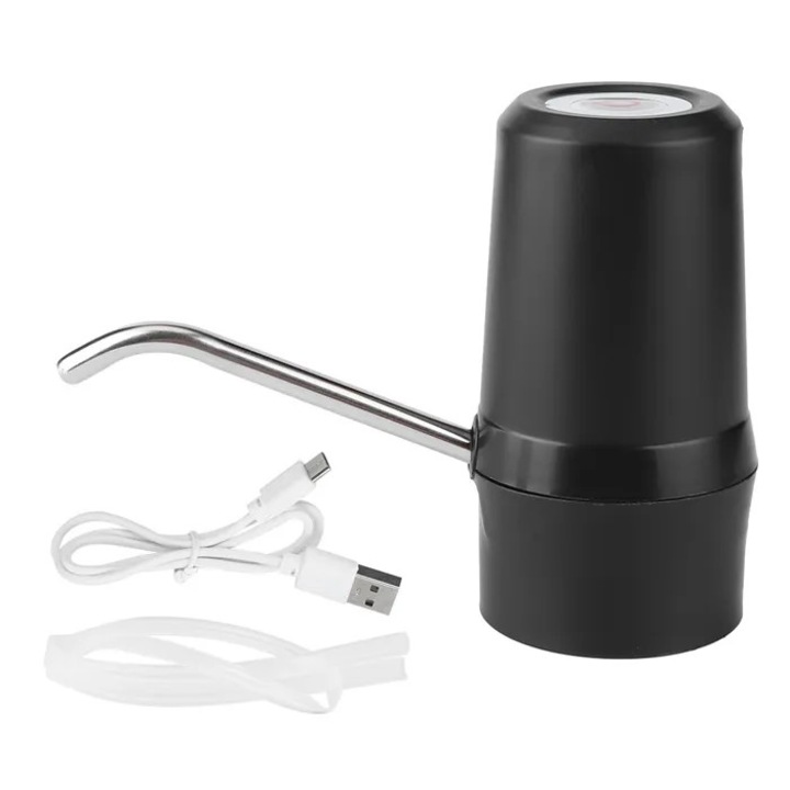 Fekete hordozható USB újratölthető vízpumpa palackokhoz