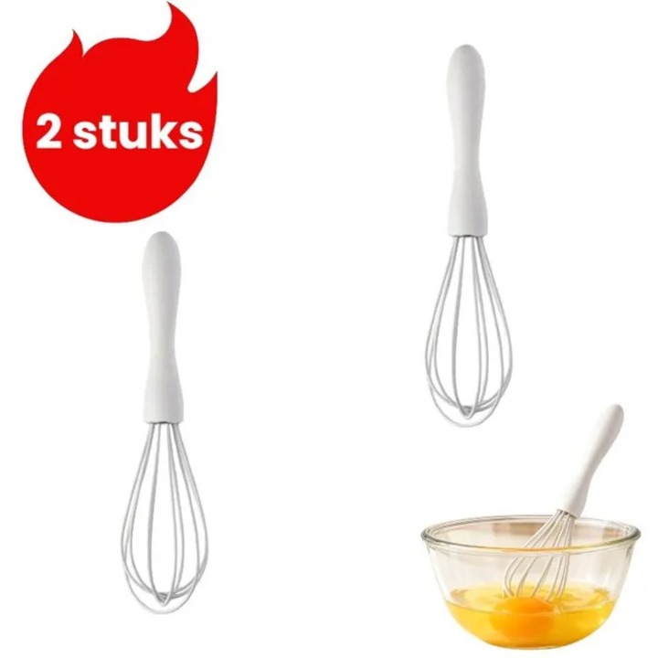 Kézi habverő tojáshoz, 2 darab, fehér