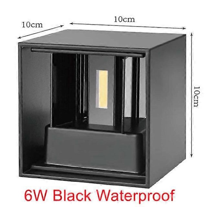 LED IP65 fali lámpa 6W 12W állítható fekete vízálló beltéri kültéri