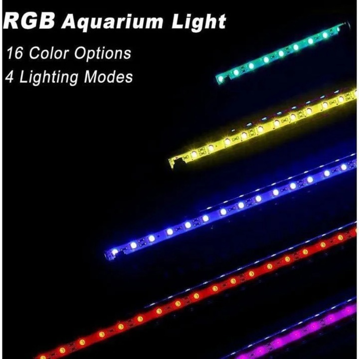 Lumina LED acvariu 48cm RGB submersibila reglabila 360° multicolor