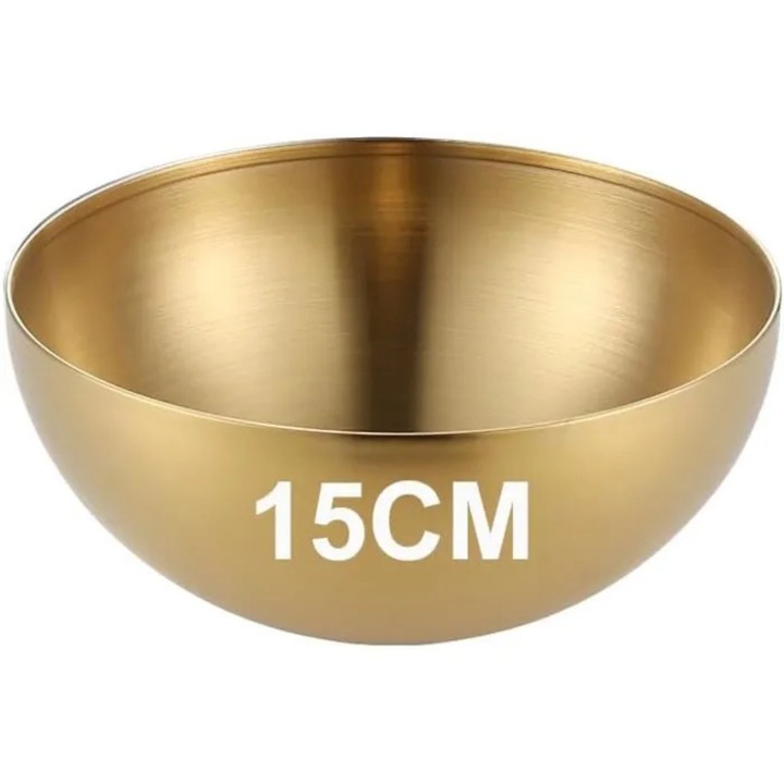 Arany színű rozsdamentes acél tál 15cm rizs, levesek, desszertek számára
