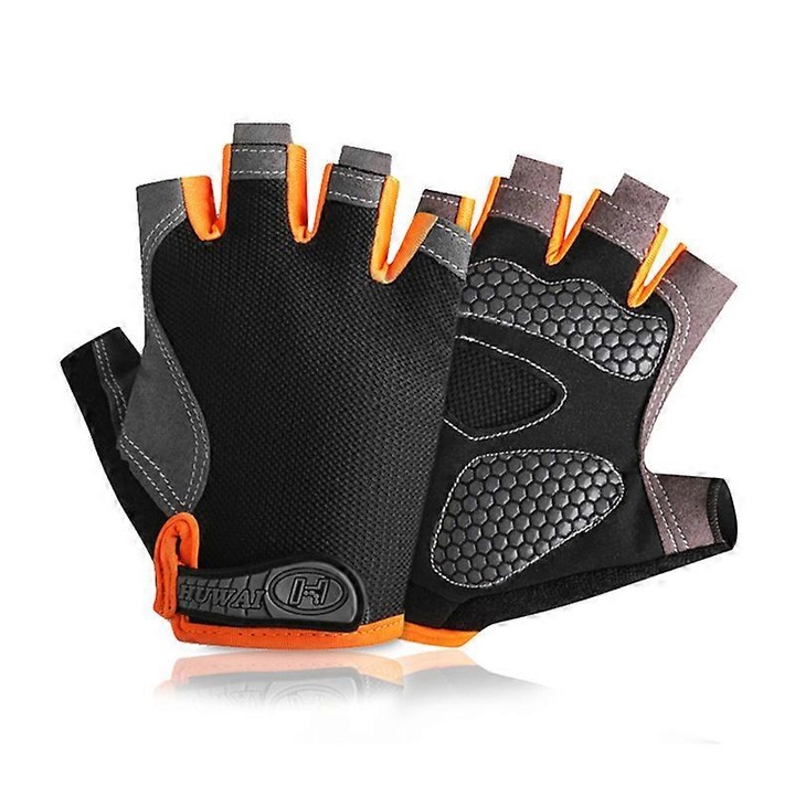 Kerékpáros kesztyű, sport, poliészter, narancssárga, XL