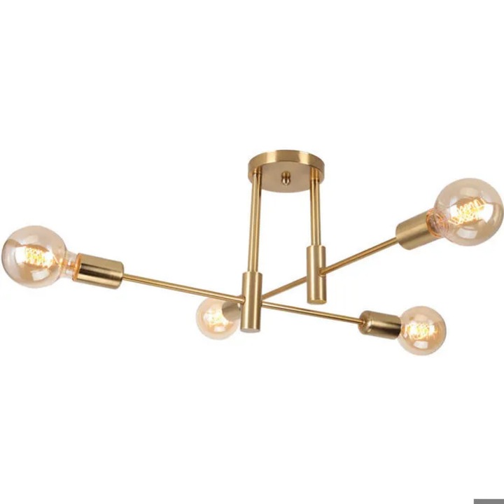 Lustra plafoniera 4 becuri metal auriu 53x20cm