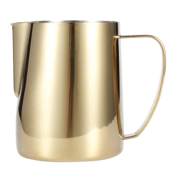 Kávékiöntő, rozsdamentes acél 304, multifunkcionális, latte art, arany, 350ml