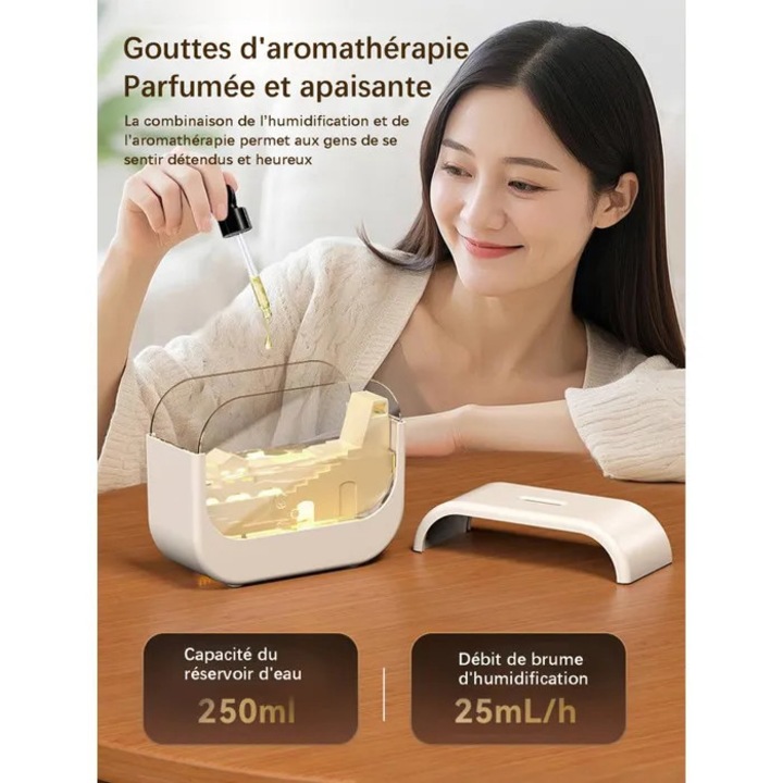 Umidificator aromaterapie 250ml nano mist lumina ambientala oprire automata