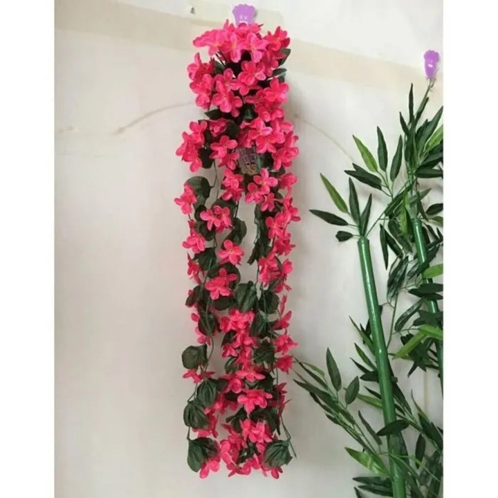Művirágok, 4 fukszia szirom, függő dekoráció, 80 cm