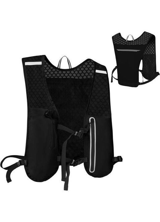 Rucsac alergare ultrausor, respirabil, reflectorizant, negru, ajustabil, 115g