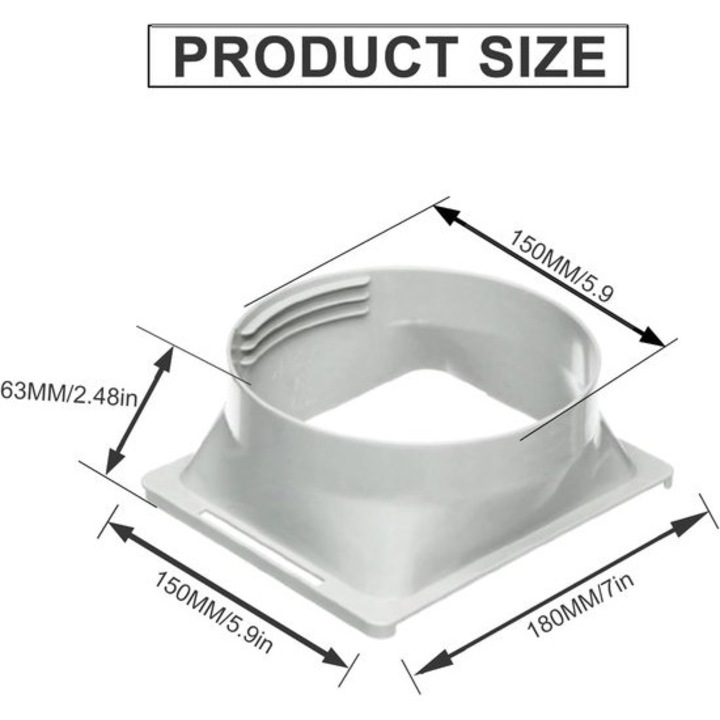 Légkondicionáló tömlő adapter, 14 cm, ABS, ellenálló, univerzális