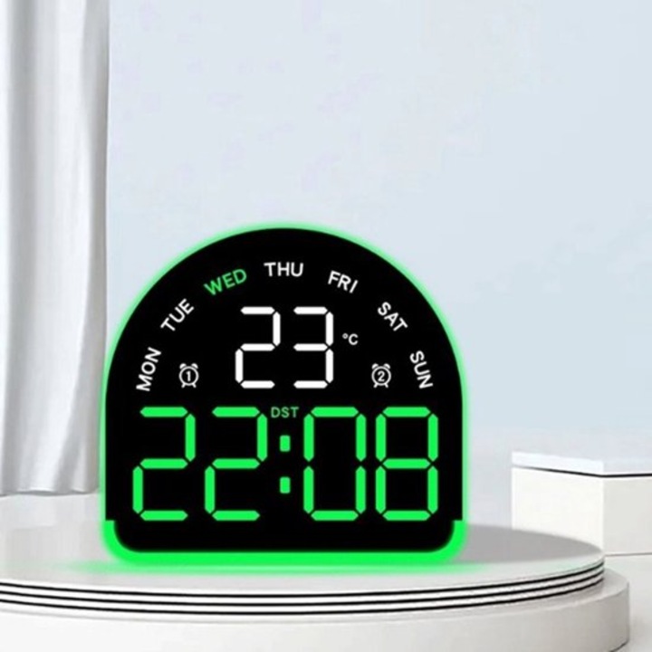 Többfunkciós digitális óra hangulatvilágítással és hőmérséklet kijelzővel, LED, 3 fényerő szint