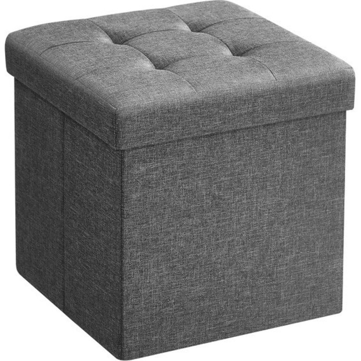 Összecsukható tároló puff, 30x30cm, sötétszürke, teherbírás 130kg