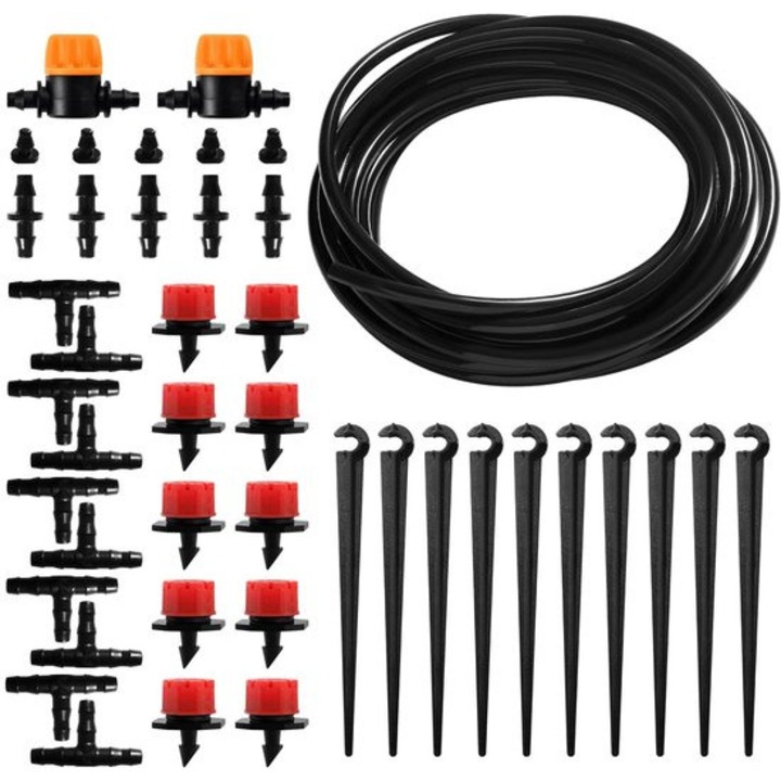 Kit irigare picurare 5m 43 piese pentru gradina multicolor