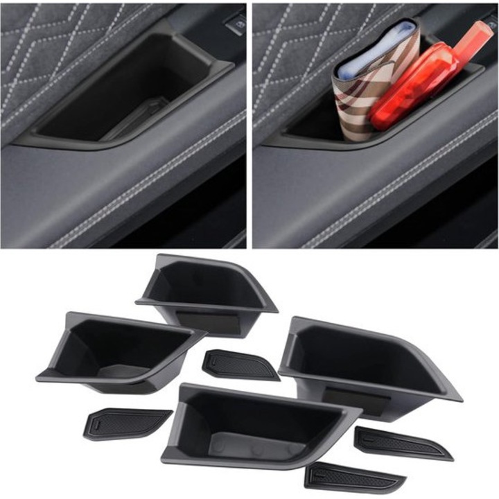 4 db autós ajtórendező készlet, fekete, 2021-2025 Audi Q4 e-Tron, 40x15x10cm