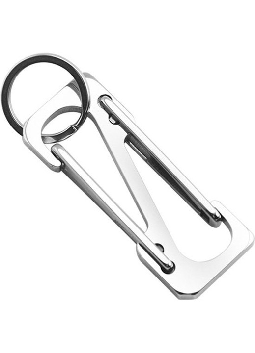 Fekete, dupla nyitású, zárható karabiner kulcstartó