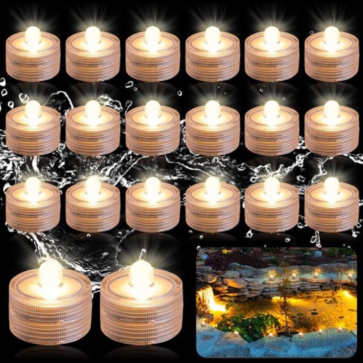 Set 20 lumini LED mini impermeabile, multicolor, 2x2cm