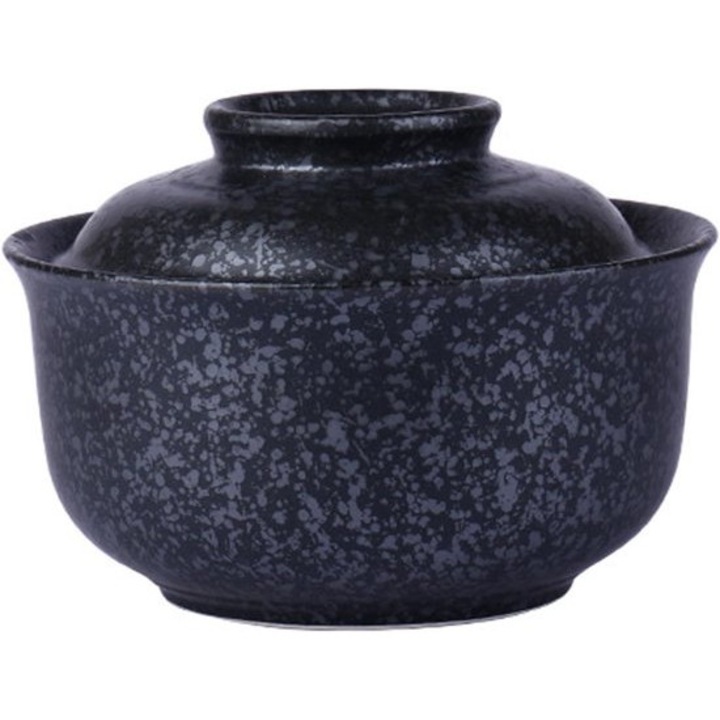 Kerámia ramen tál fedővel, 800ml, japán, fehér, 16.5x8.5cm