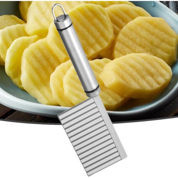 Kézi burgonyaszeletelő, hullámos kés, többszínű
