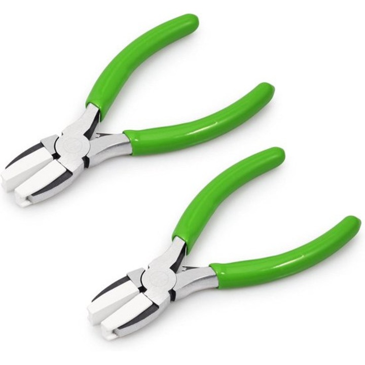 2 db lapos fogó készlet nylon pofákkal, szénacél, zöld nyél, 15cm