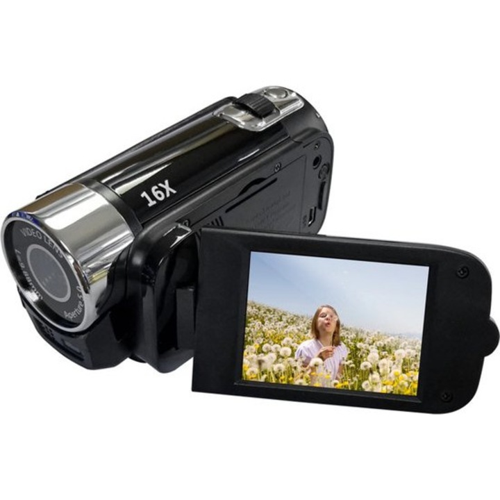 Full HD 1080p videokamera, 16x zoom, 2.7 hüvelykes kijelző, 10 mp-es időzítő, kompakt
