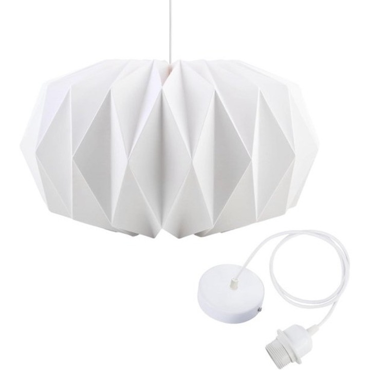 Minimalista függőlámpa, papír lámpaernyő, fehér, 43cm