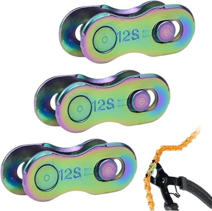 Lant bicicleta, montare rapida, 12 viteze, multicolor, marime unica