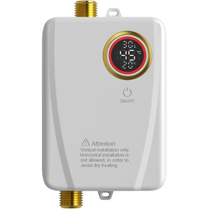 Azonnali elektromos bojler, 3500W, LED, fehér, 220V, mini, 25x49cm