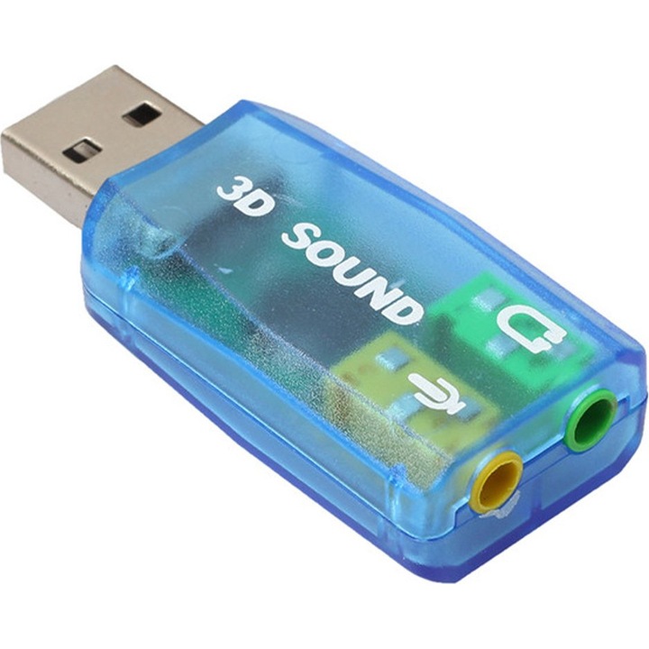 Placa sunet USB Gembird Virtus2, albastru deschis, 52x23x12mm