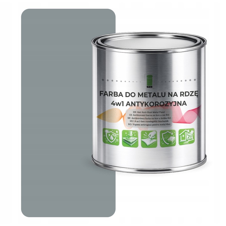 Vopsea metal I SEE 4in1 gri RAL7001 mat 1L