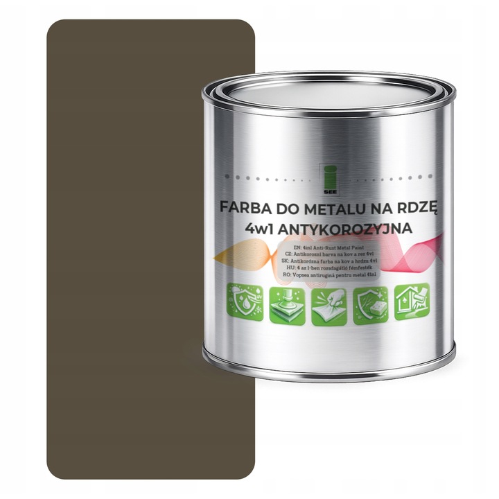 Vopsea metal I SEE 4in1 gri-maro RAL7013 satin 1L