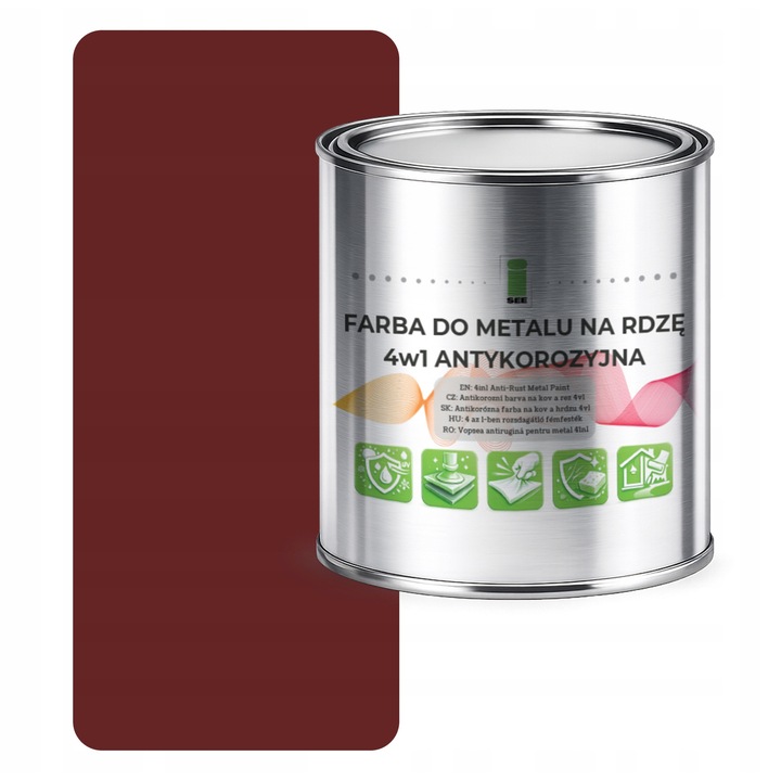 Vopsea metal I SEE 4in1 rosu ciresiu RAL3009 satin 1L