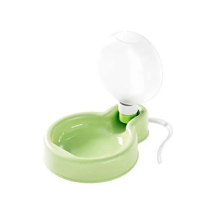 Összecsukható kutyavizes palack, 500ml, szivárgásmentes, beépített tálkával, zöld, 18.5x13.9x6cm