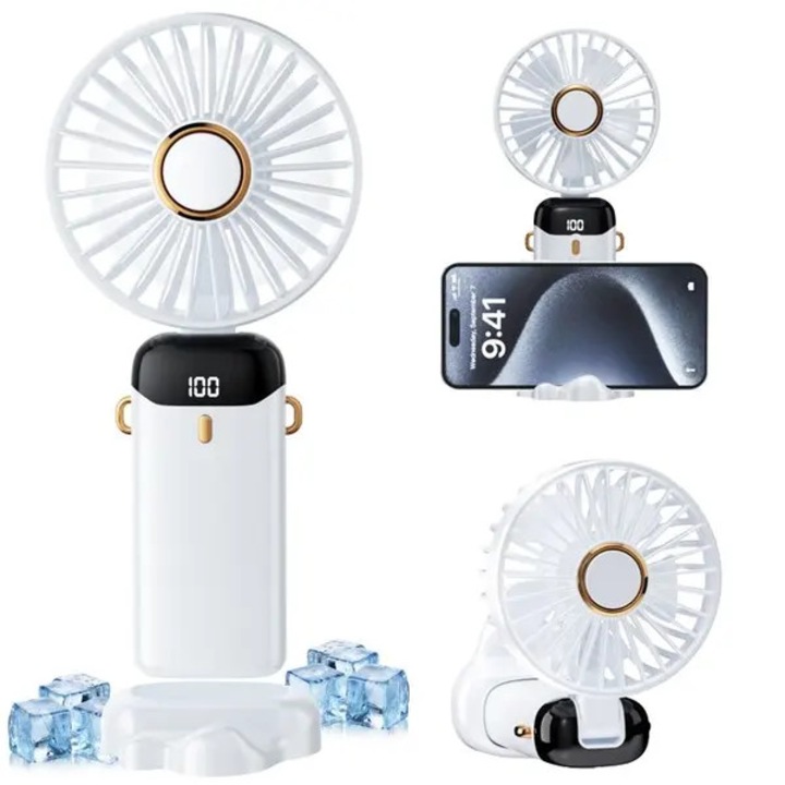 Mini USB hordozható ventilátor, összecsukható, kék, 5 sebességes, 12x8x3cm