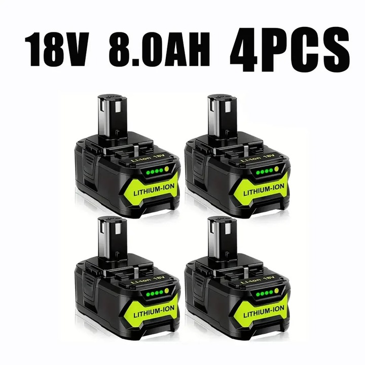 Baterie 18V pentru scule electrice, acumulator Ni-Cd de schimb, 8000 mAh, compatibila cu P104 P105 P102 P103, set 4 bucati