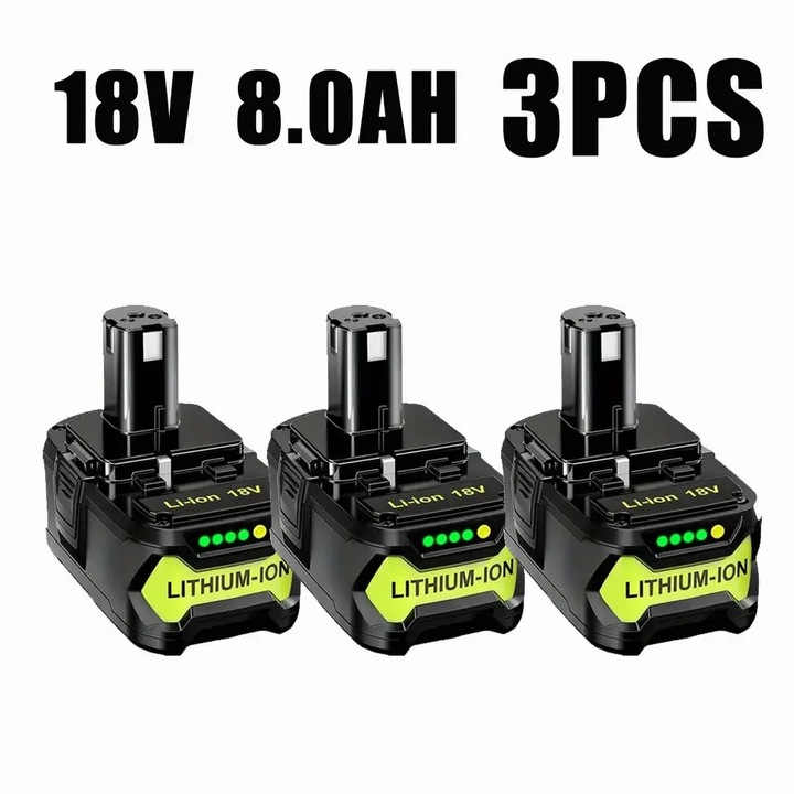 Acumulator 18V pentru scule electrice, acumulator Ni-Cd de schimb, 8000 mAh, compatibil cu P104 P105 P102 P103, set 3 bucati