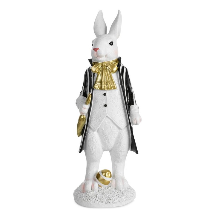 Húsvéti figura, Eurofirany, 243D, nyúl, fehér és fekete, 13 x 11 x 36 cm