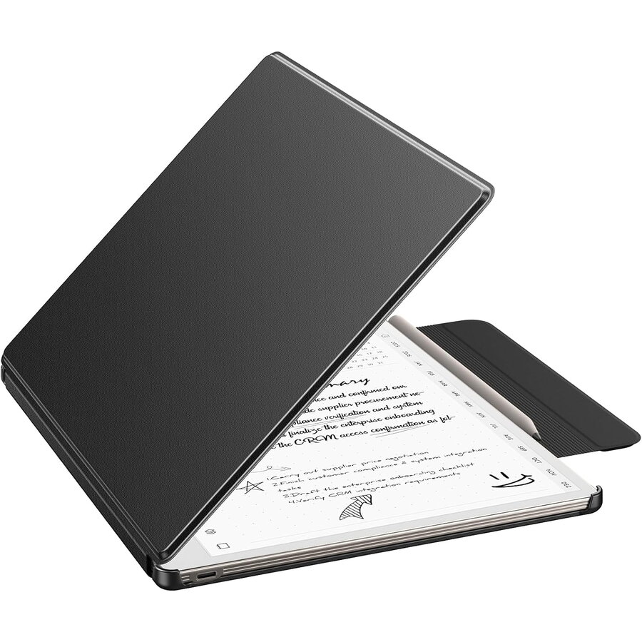 Husa MoKo Book Folio pentru Remarkable Paper Pure 10.3", Suport pentru Marker, Magnetic, Piele-Negru