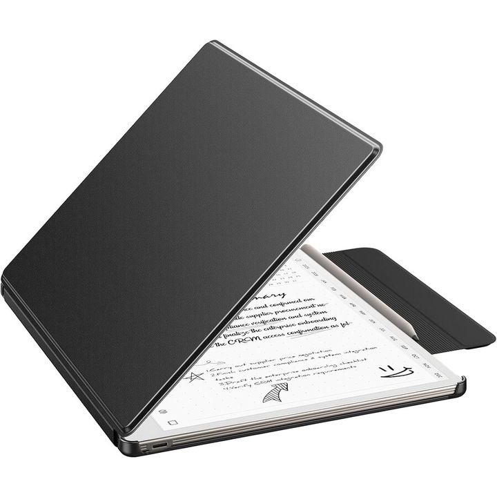 Husa MoKo Book Folio pentru Remarkable Paper Pure 10.3", Suport pentru Marker, Magnetic, Piele-Negru