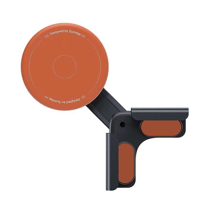 Mágneses autós telefontartó, 360°-ban forgatható, sötét narancssárga, 6.4cm
