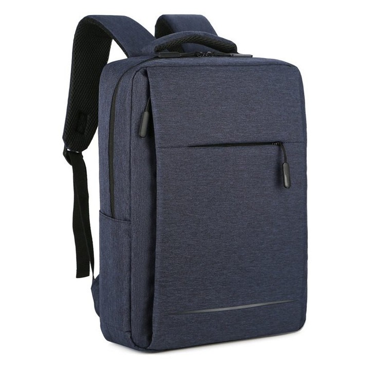 Laptop hátizsák 15.6 inch, kék, USB, 32x45x12cm, slim, multifunkcionális