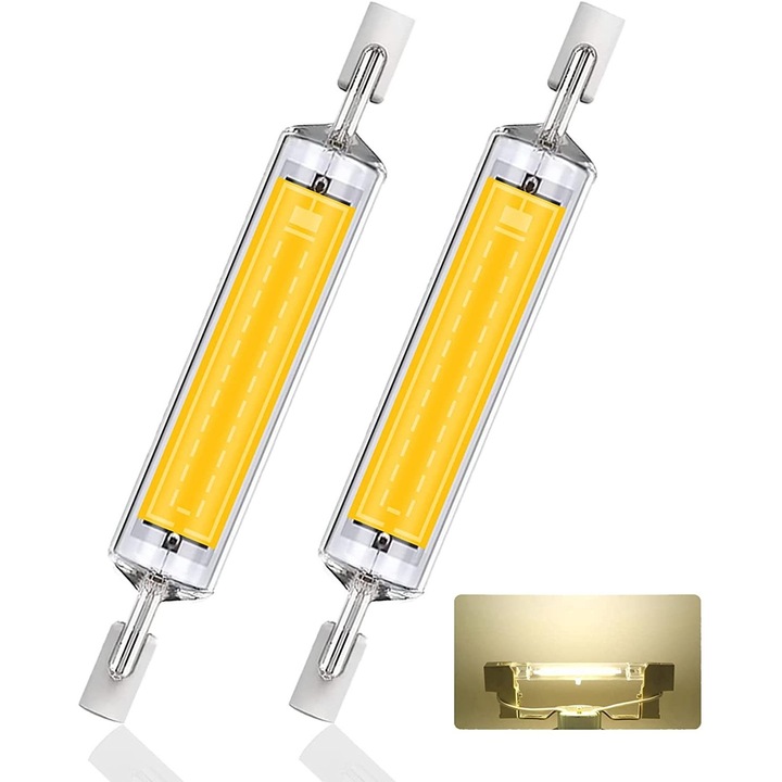 2 db R7S LED izzó készlet, 118mm, természetes fehér, 10W, 1000LM