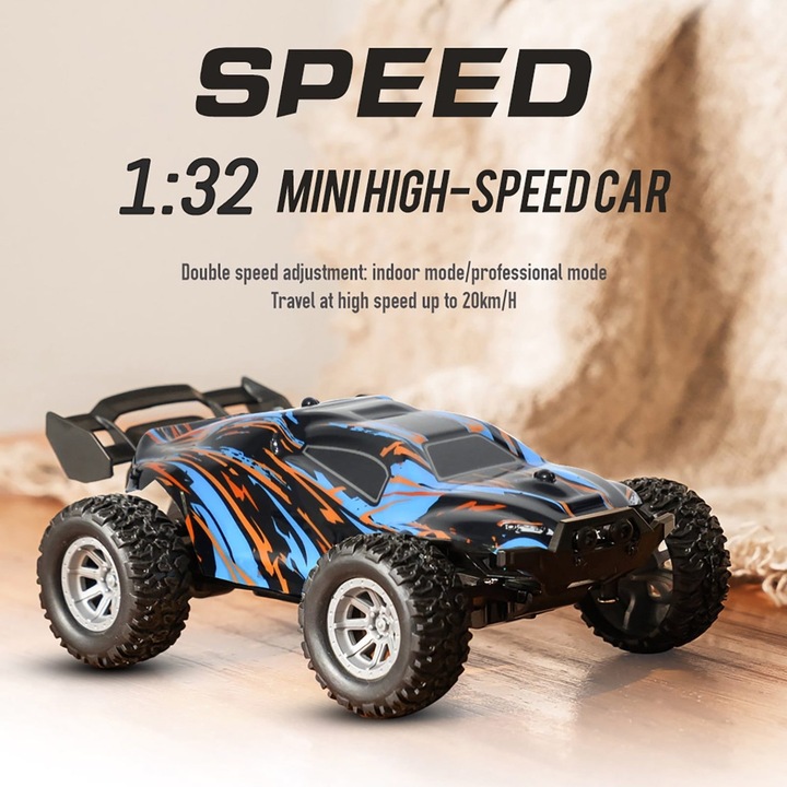 RC Autó 1/32 4WD, 20km/h sebesség, kék, 13x7x5cm