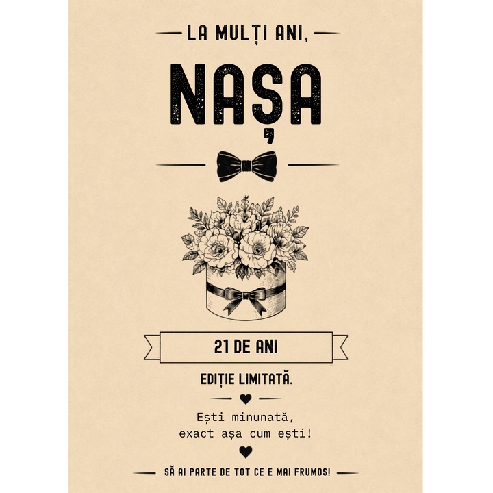 Felicitare aniversare/zi de nastere 21 ani pentru nasa 13x18 cm cu plic