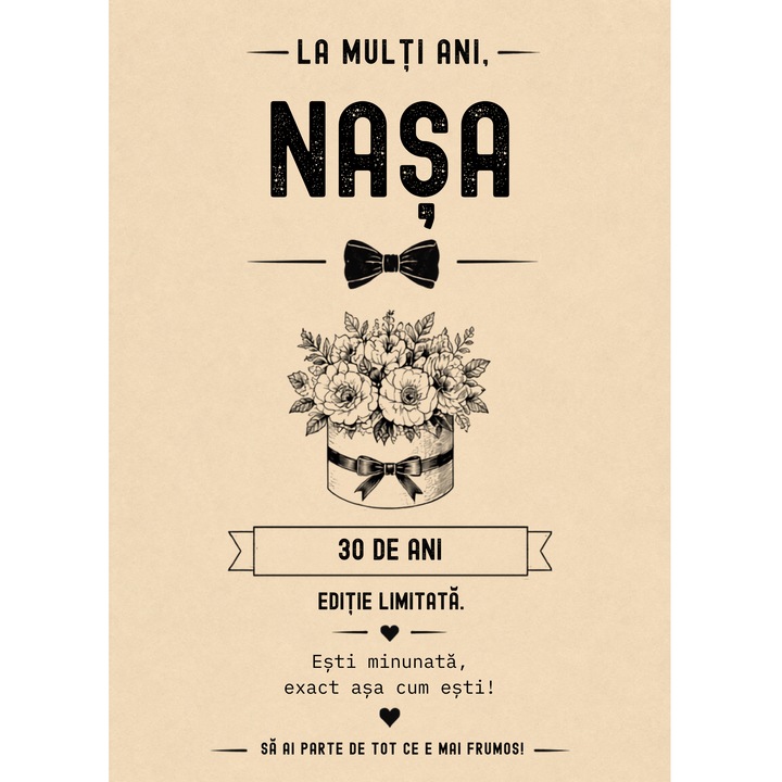 Felicitare aniversare/zi de nastere 30 ani pentru nasa 13x18 cm cu plic