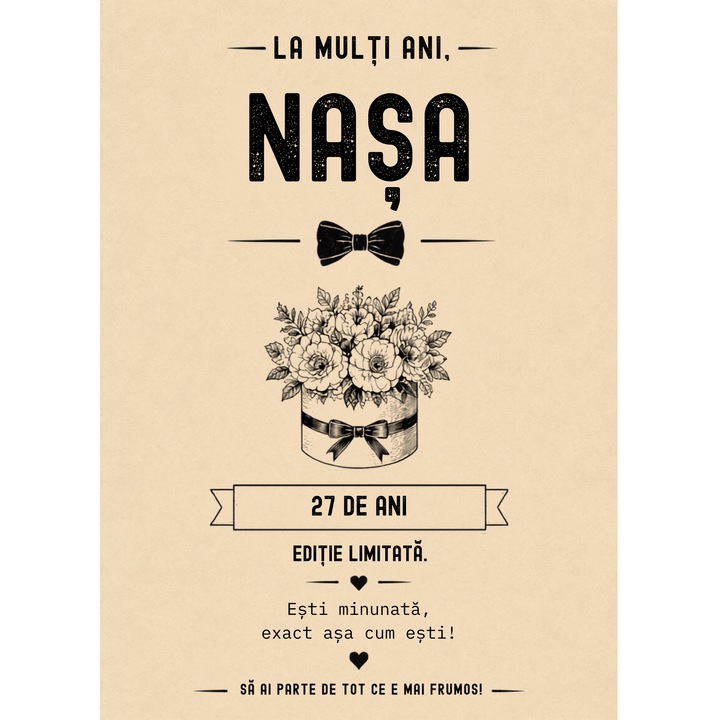 Felicitare aniversare/zi de nastere 27 ani pentru nasa 13x18 cm cu plic