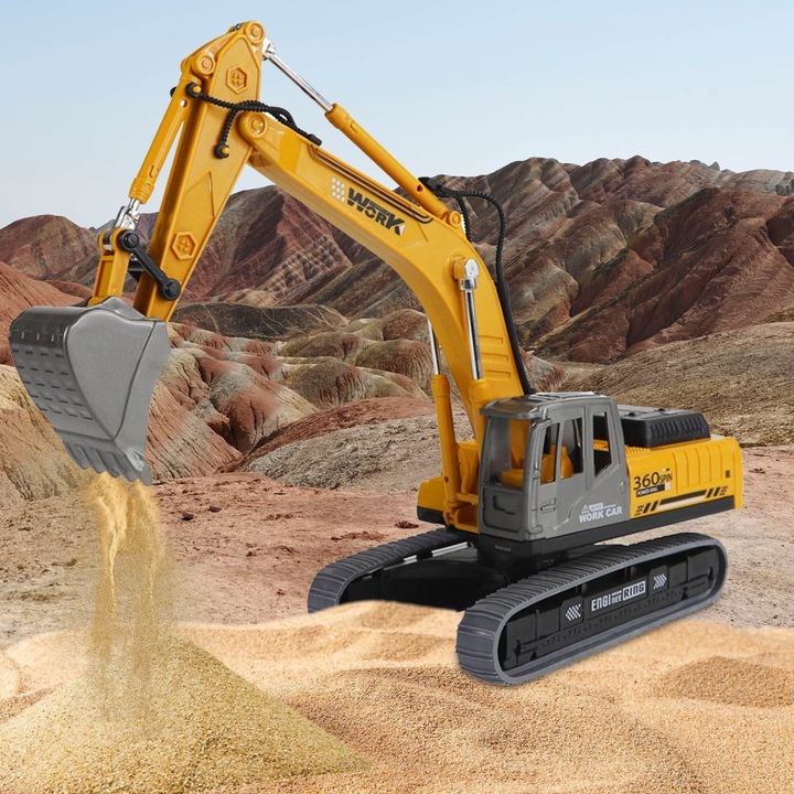 Excavator jucarie hidraulica aliaj 1:50 multicolor 20x10x15cm