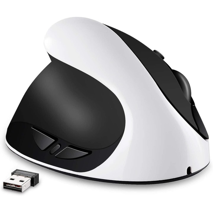 Egér ergonomikus függőleges vezeték nélküli bal, újratölthető, USB, fekete