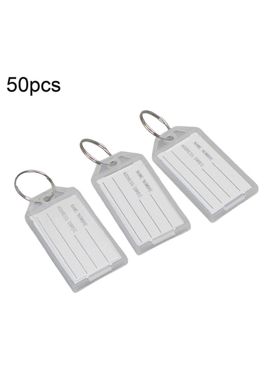 Műanyag kulcstartók, 50 db-os szett, többszínű, 5.7x2.9cm, vízálló