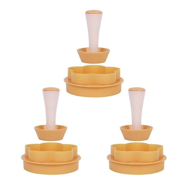 3 darab műanyag tortaforma készlet, kerek és virág alakú, 10.5x3.3cm, univerzális