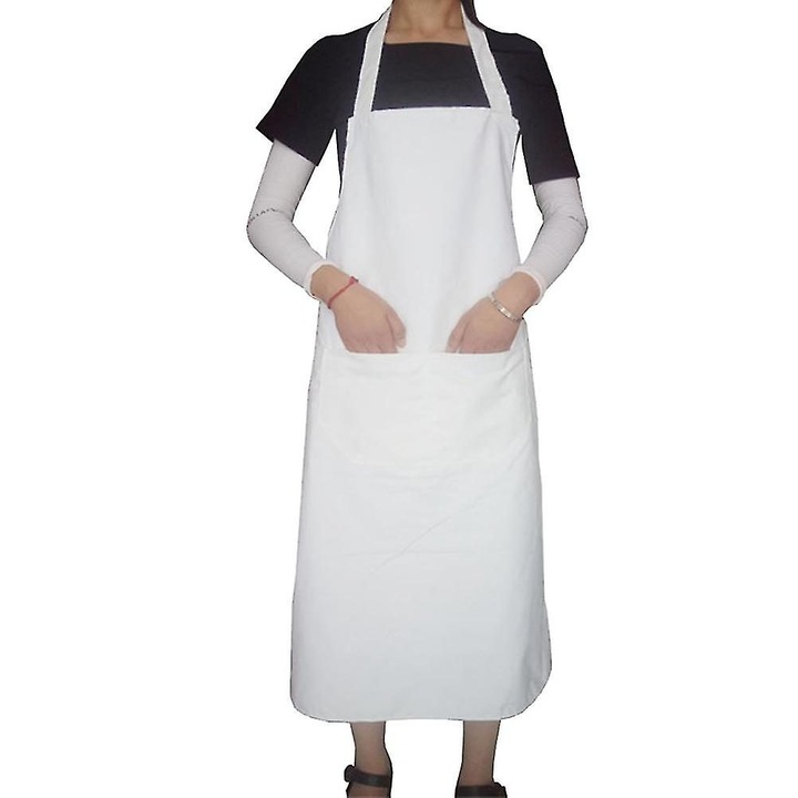 Set 2 sorturi bucatarie alb 100x66cm fara maneci polyester