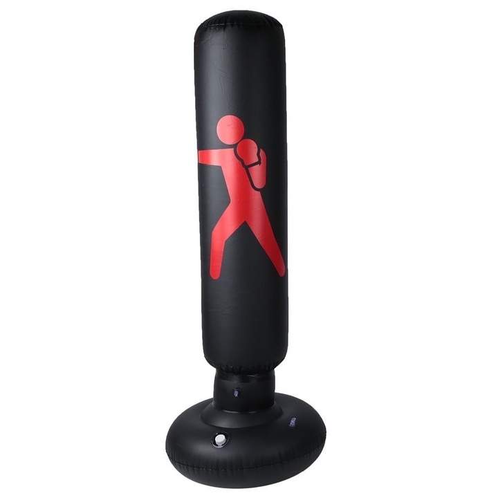 Felfújható boxzsák 160cm, fekete, stabil talp 65cm