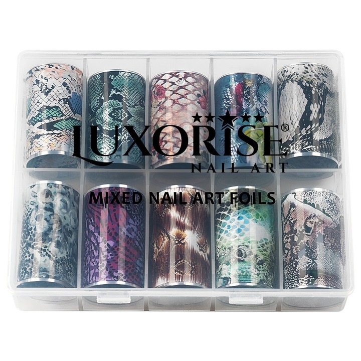 LUXORISE #45 Kígyó Színek Transzfer Fólia Készlet, 10 db